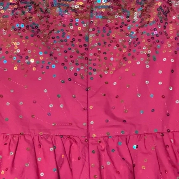 Pink Sequin Puff Sleeve Dress - Picture 5 of 10